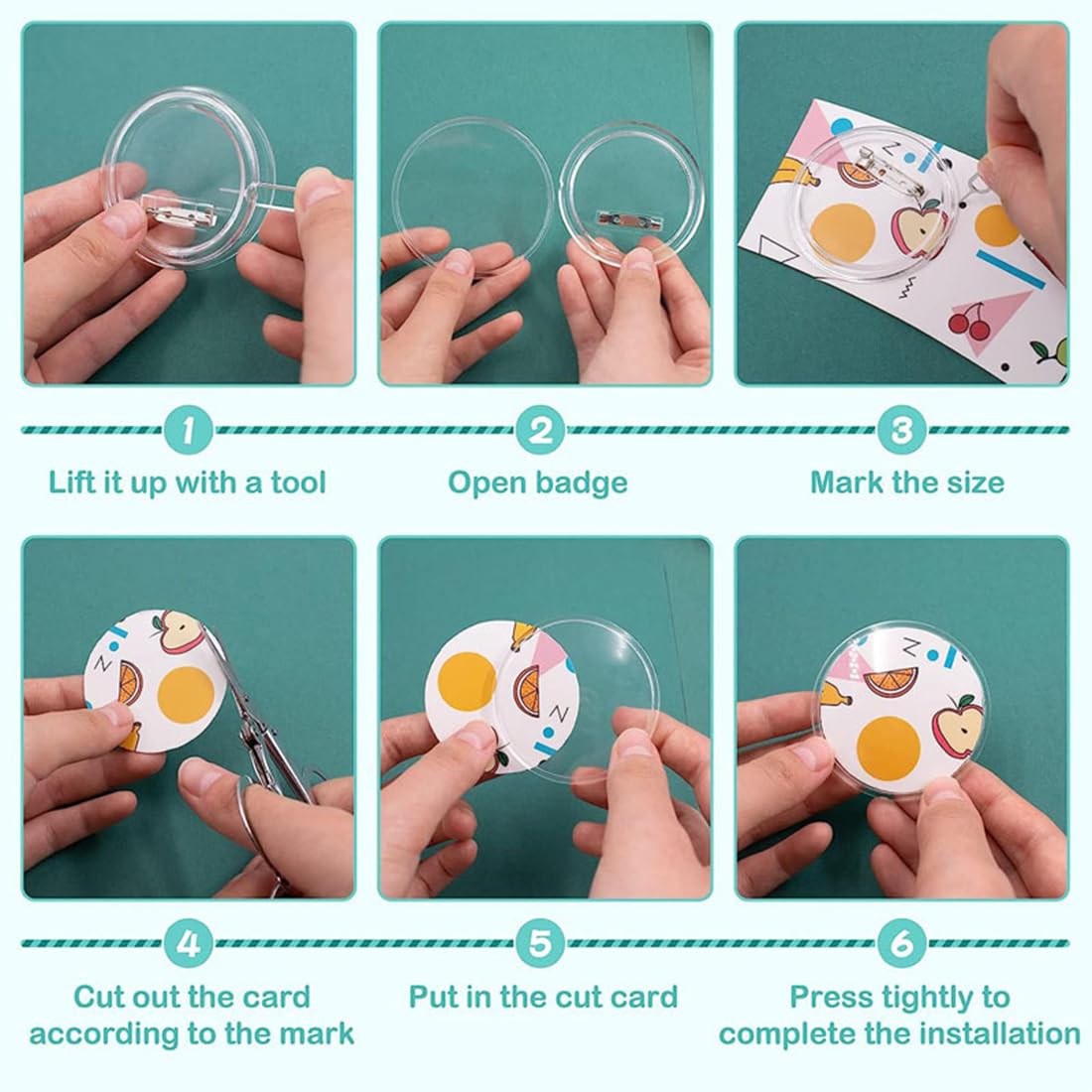 Chapas Personalizadas Transparentes 58mm con Alfiler, Chapas Plásticas Redondas para Bricolaje Niños