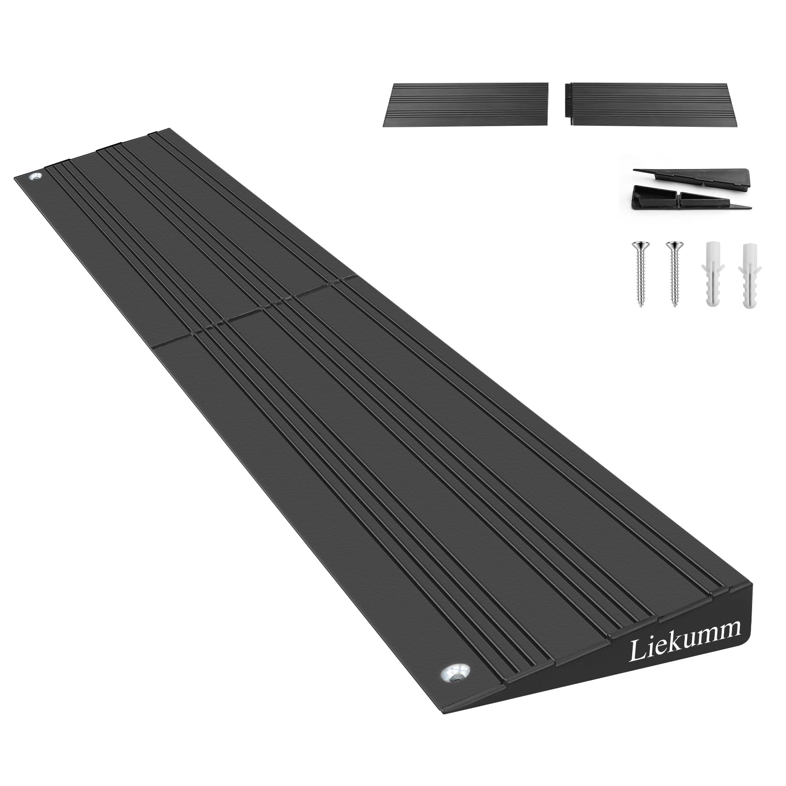 LIEKUMM 1 Inch Aluminum Threshold Ramp, 4400lbs Capacity Ramp for Home Doorways and Steps, Door Ramps for Wheelchairs, Ideal for Scooters, Prams, Indoor Outdoor Use, Black