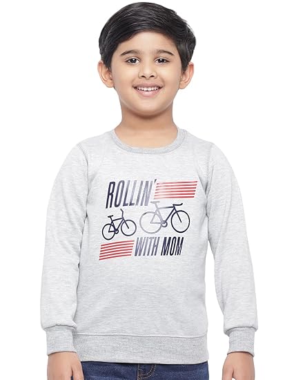KOTTY Boys Grey Fleece Full Sleeve Sweatshirt