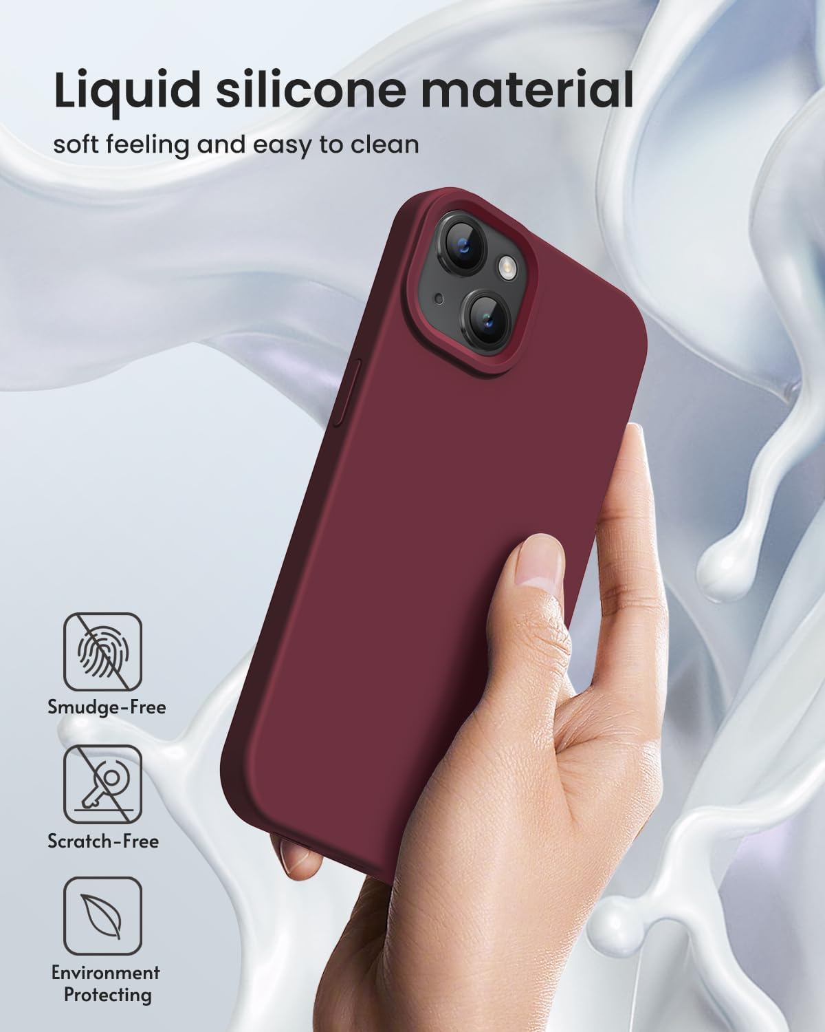 MIDOS Back Cover Compatible with iPhone 15 Case Liquid Silicone