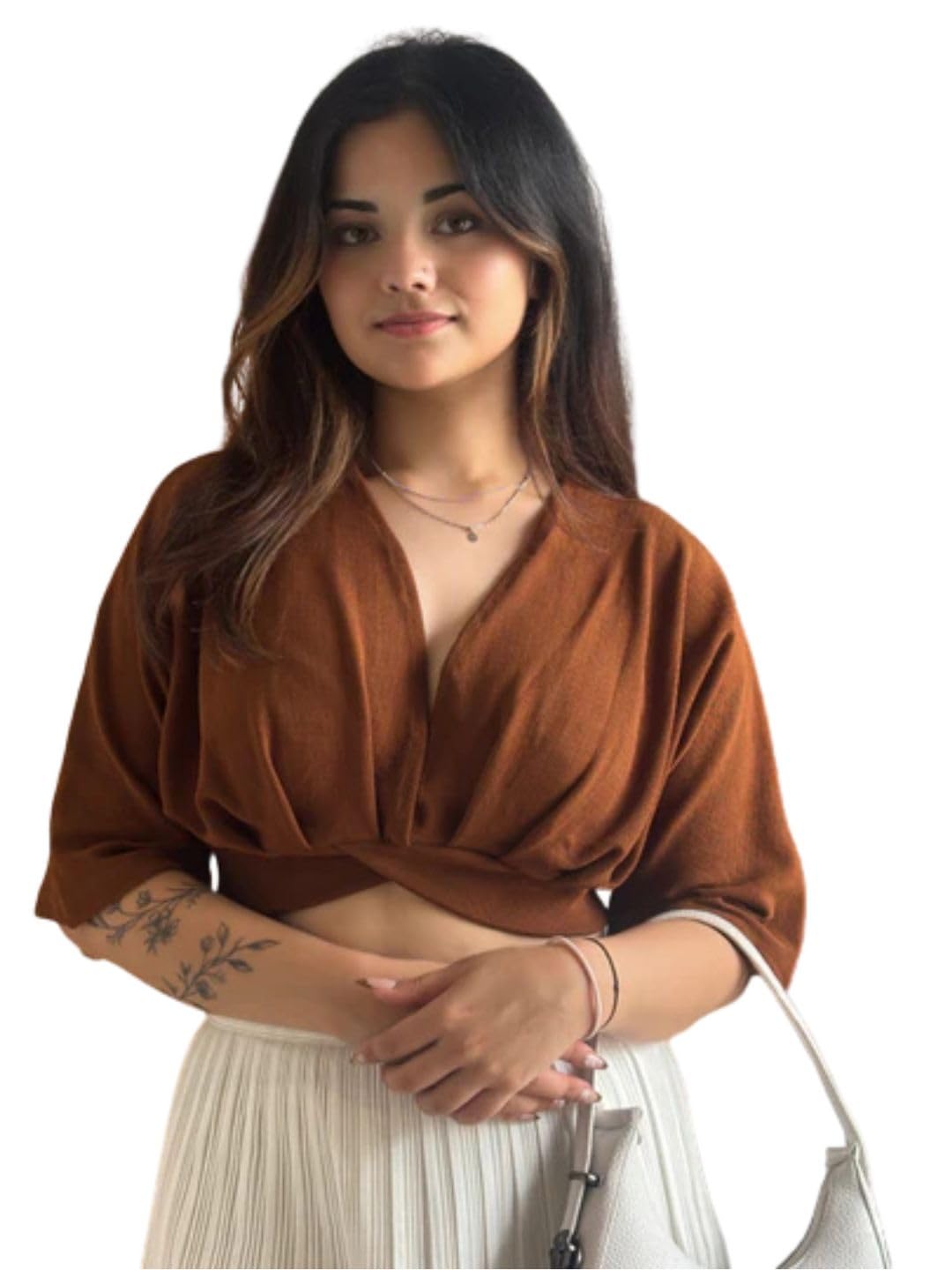 tandul Women's Solid Brown Cotton Blend Top Regular Fit Regular Sleeves Top for Womens Soft & Breathable & Comfortable Outfits for Office, Casual, Festive & Party (11655)-picture-32