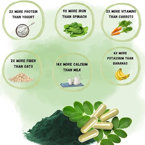 Miniatura 3 de ME LIFE & HEALTH Cápsulas SPIRULINA, ricas en proteínas, antioxidantes y vitaminas, polvo de espirulina 100% orgánica, apoya la salud inmunológica y