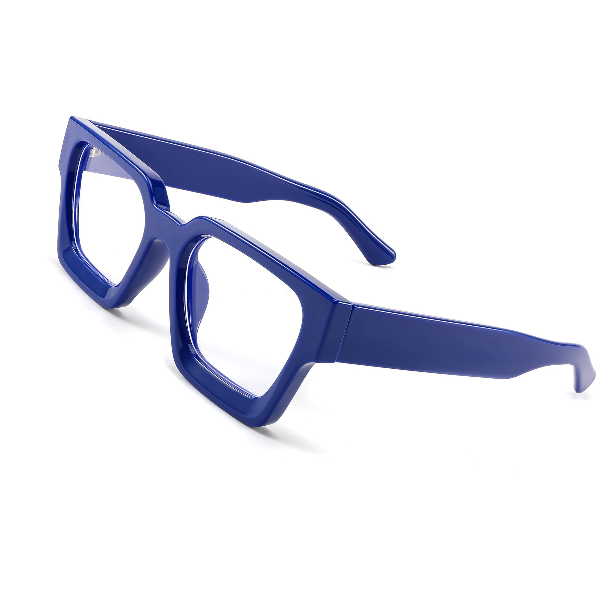 Blue Light Blocking Thick Frame Glasses Fake Nerd Clear Computer Eyewear Retro 90s Square Frame B2383