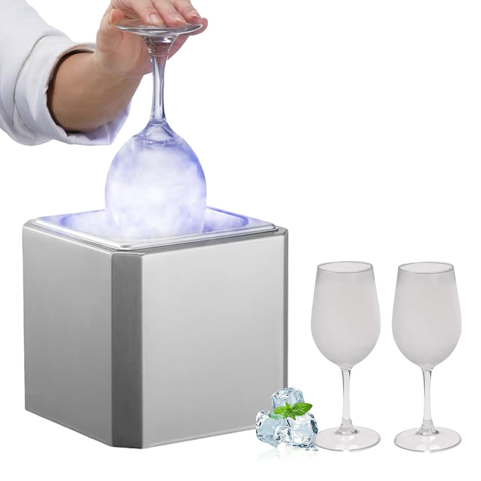 Glass Froster CO2-Glass Refrigeratore/Congelatore per Tazze e Bicchieri, Raffredda Istantaneamente i Bicchieri in 4-6 Secondi, Strumenti per Barman, con Luci LED, per Bar/Discoteche/Cucine
