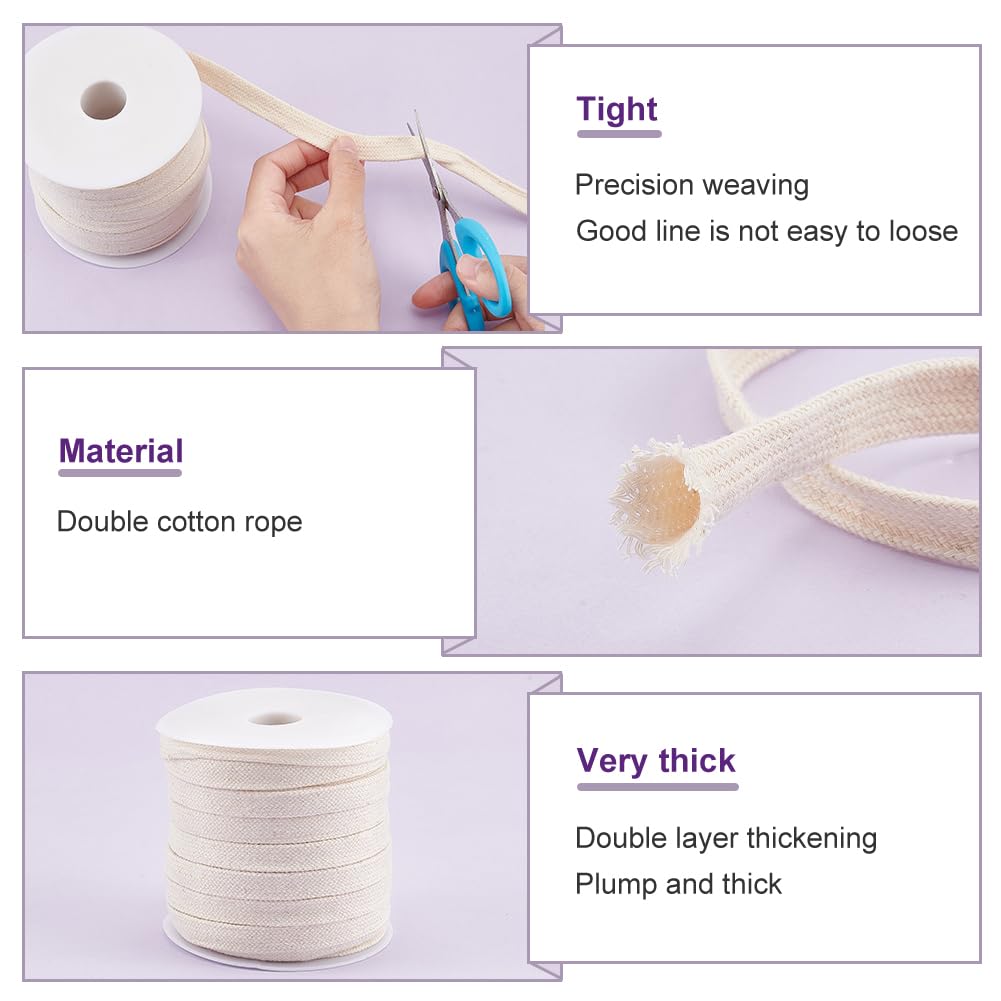 BENECREAT 27 Yards Beige Flat Cotton Drawstring, 12mm Soft Drawstring Replacement - Image 4