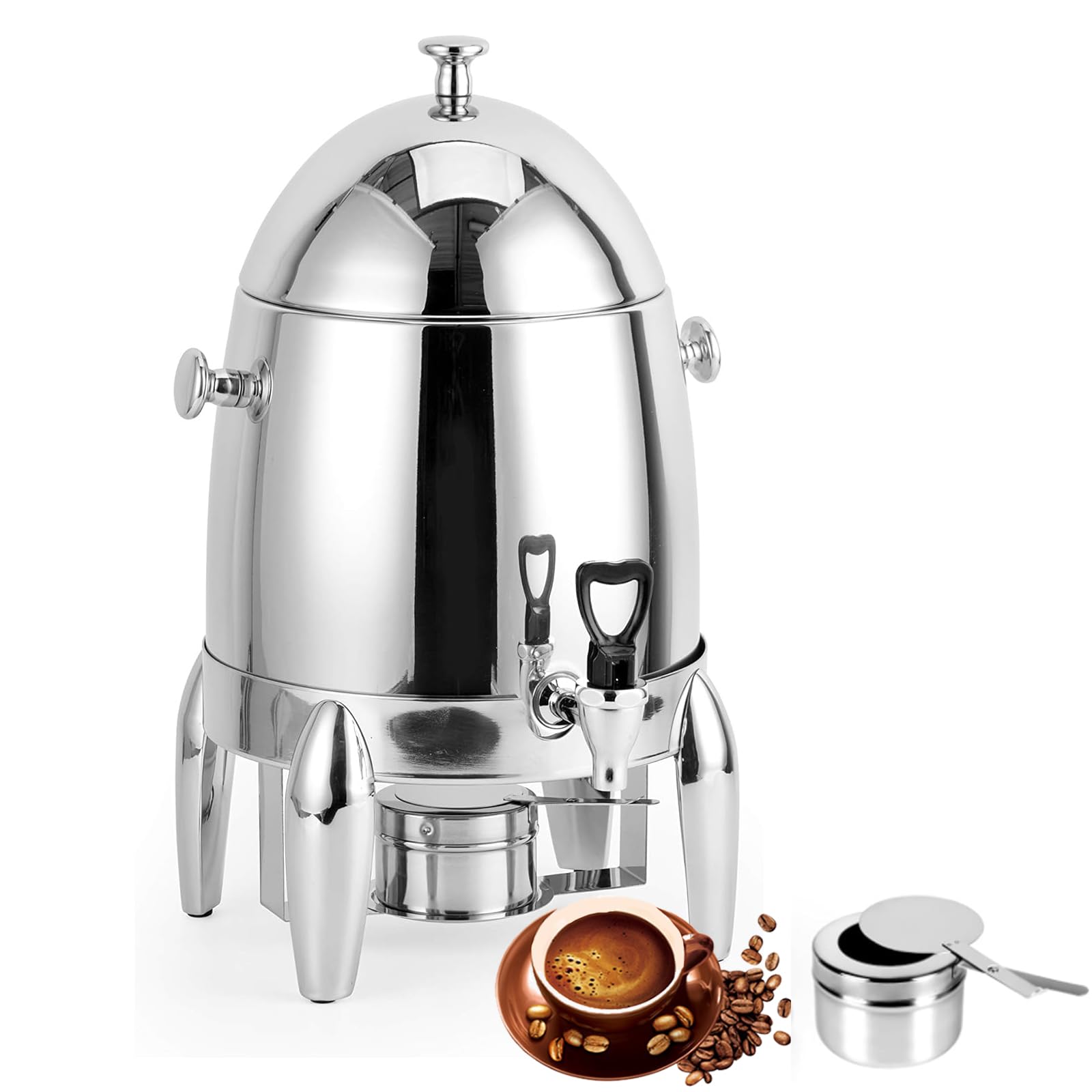 Urna de café con soporte para combustible, dispensadores de bebidas de acero inoxidable de 3,2 galones, lata de calentamiento continuo, té, agua, café, urna con espiga para fiestas, buffet, catering