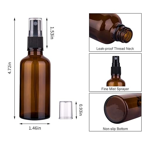 Miniatura 3 de Botellas pulverizadoras de 1 oz1.0 fl oz, botellas de vidrio marrón, botellas de spray de vidrio ámbar, mini botellas de spray portátiles de vidrio