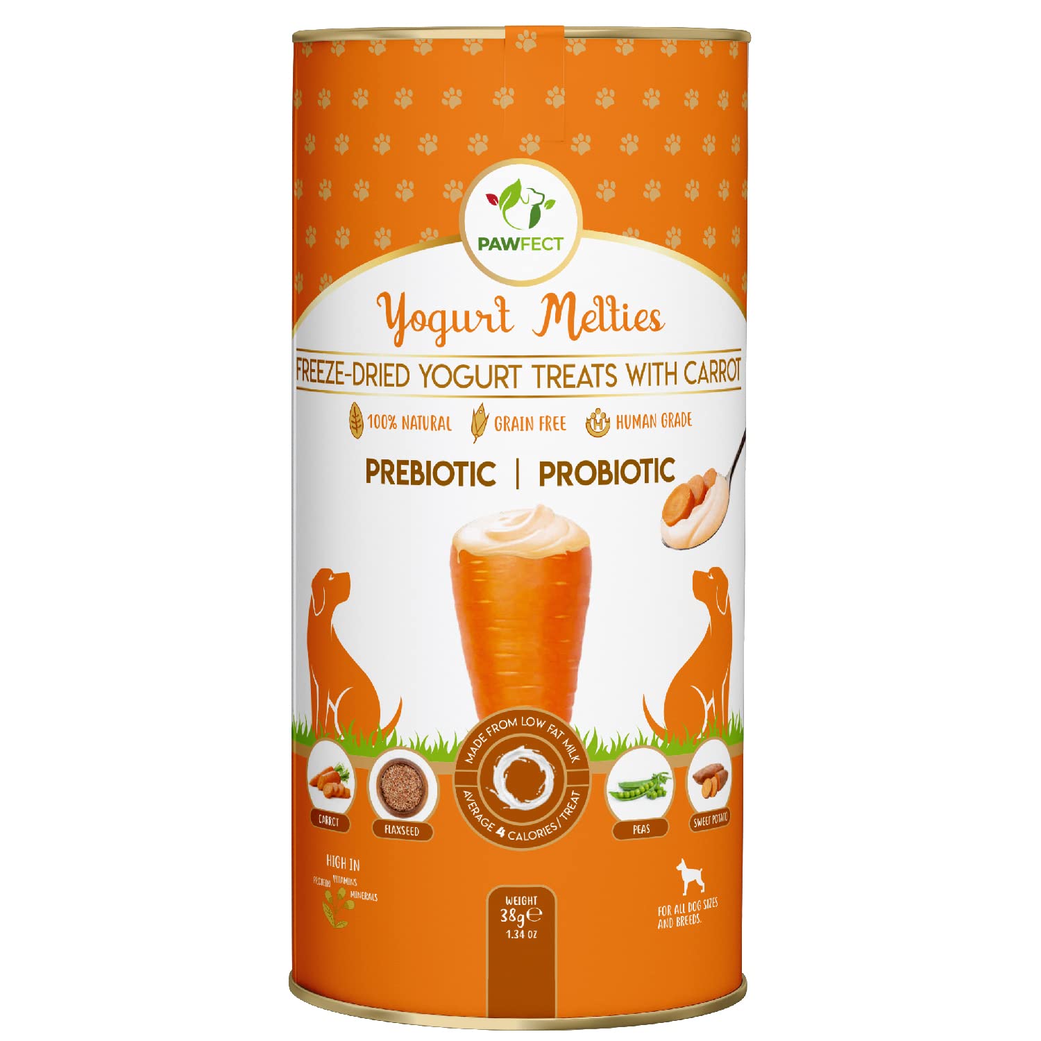 Prebiotic and Probiotic Dog Treats: Carrot & Yogurt (38g/1.34oz)