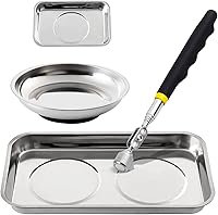 Vista 1 de Bandejas magnéticas de 3 piezas con 8 libras telescópicas de recogida magnética, rectángulo de 9.5 pulgadas y 3.7 pulgadas, cuenco redondo de 6