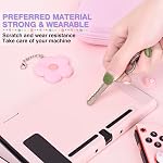 DLseego Pink Switch Case Set Carrying Case with 10 Slots Cute Protective Dockable Hard Shell with 4PCS Lovely Cat Paw Thumb Grips Caps and 1PC Flower Blossom Chain for Switch 2017 Version