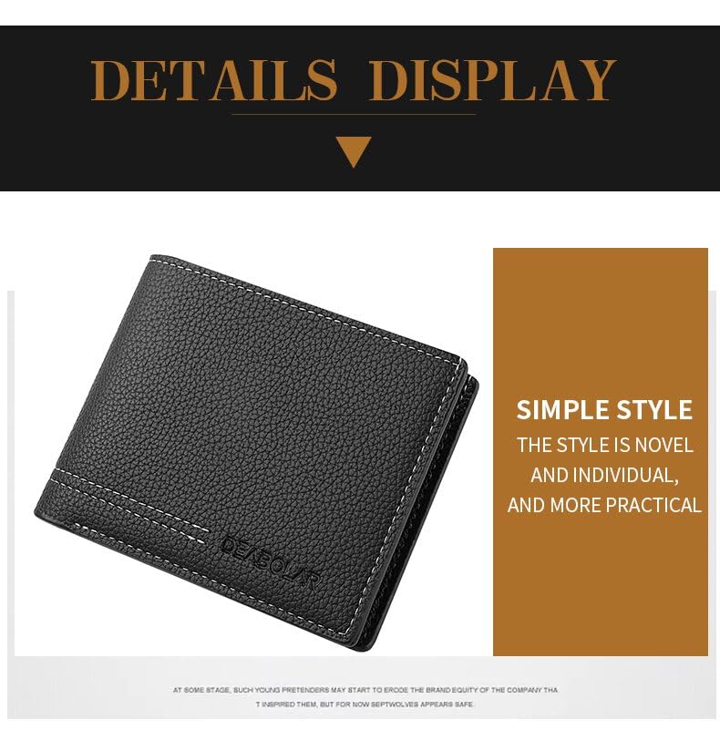 Image of Slim Wallet for Men with Coin Purse, Minimalist Wallet with Zipper, Bifold Mens Wallets with Credit Card Holder, PU Leather Men's Wallet with Money Clip, Carteras Para Hombres (BLACK D2)