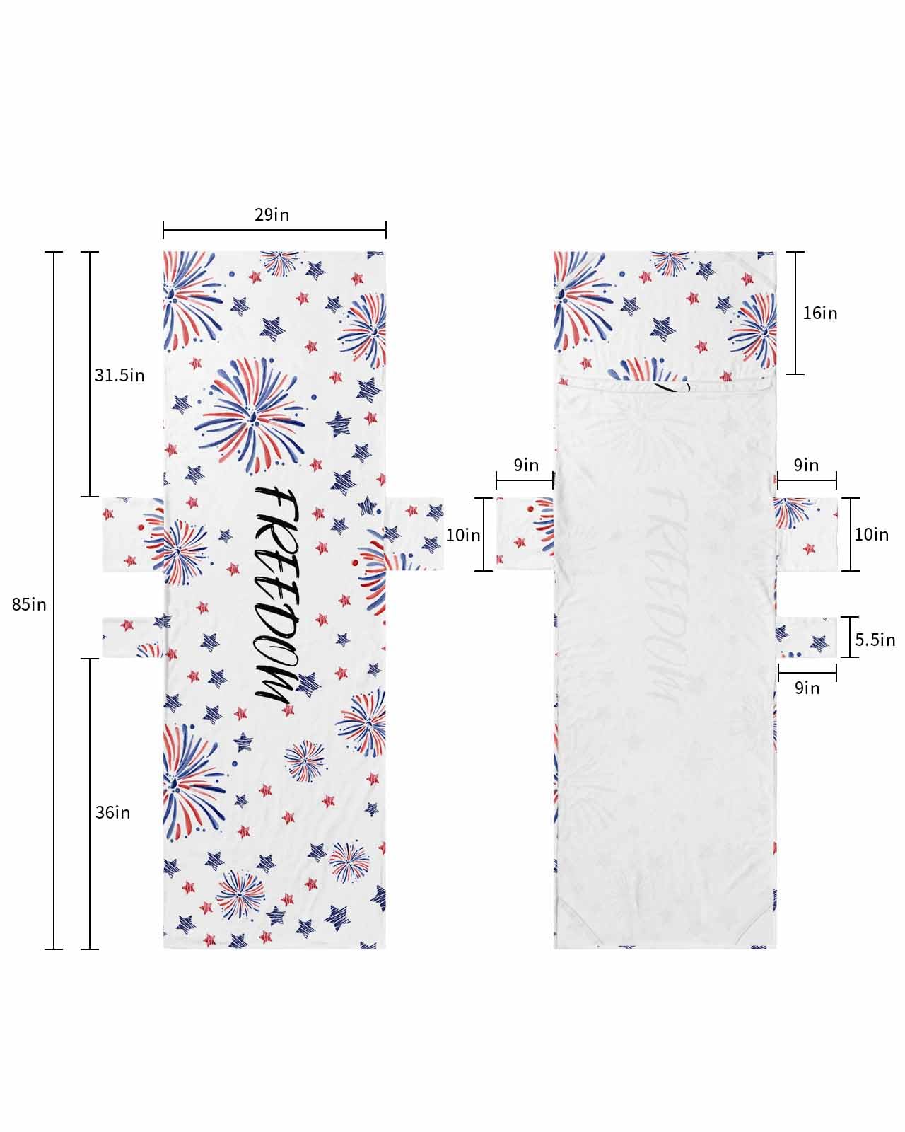 Blue Red 4th of July Beach Lounge Chair Towel Cover, Soft Chaise Lounge Towel with Side Pockets Patio Pool Chairs Cover for Beach/Pool Sunbathing 29x85 Independence Day Star Fireworks