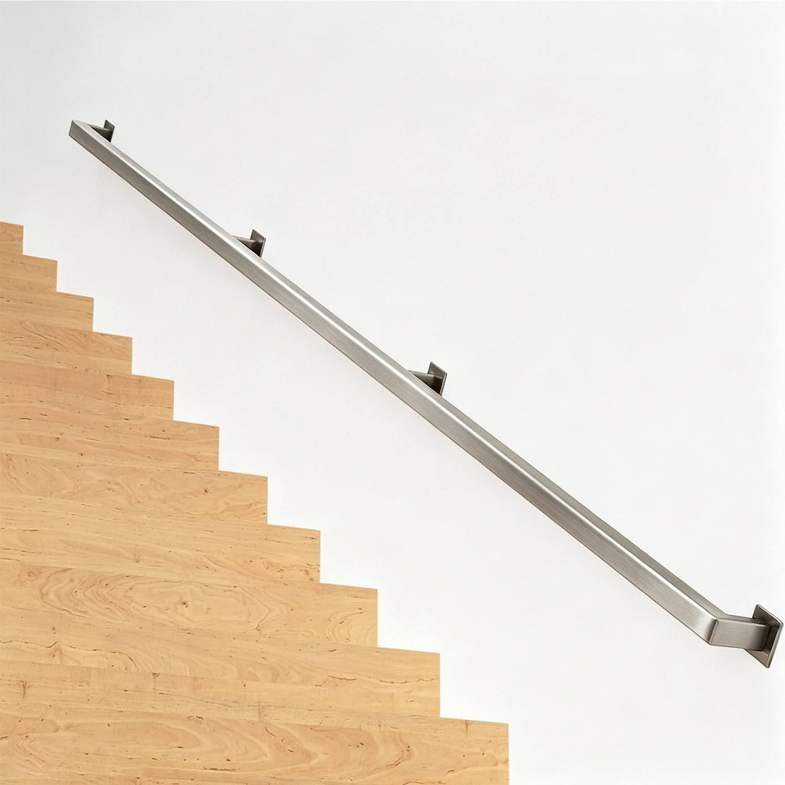 Junvstor Stainless Steel Handrail for Stairs Banister – 200CM/6.6FT Wall-Mounted Stair Railing with Brackets, Indoor/Outdoor Staircase Hand Rail for Loft, Porch, Garage & Deck(16ft/480cm)