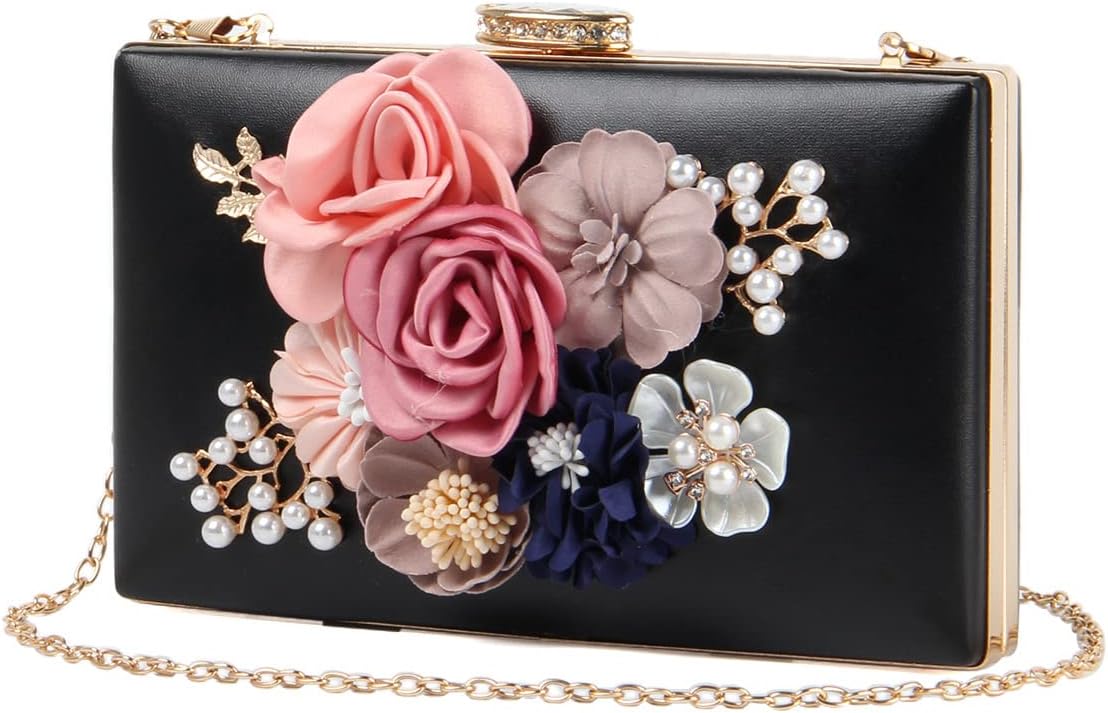 Flowers Evening Handbag teljes szett az arany lánccal