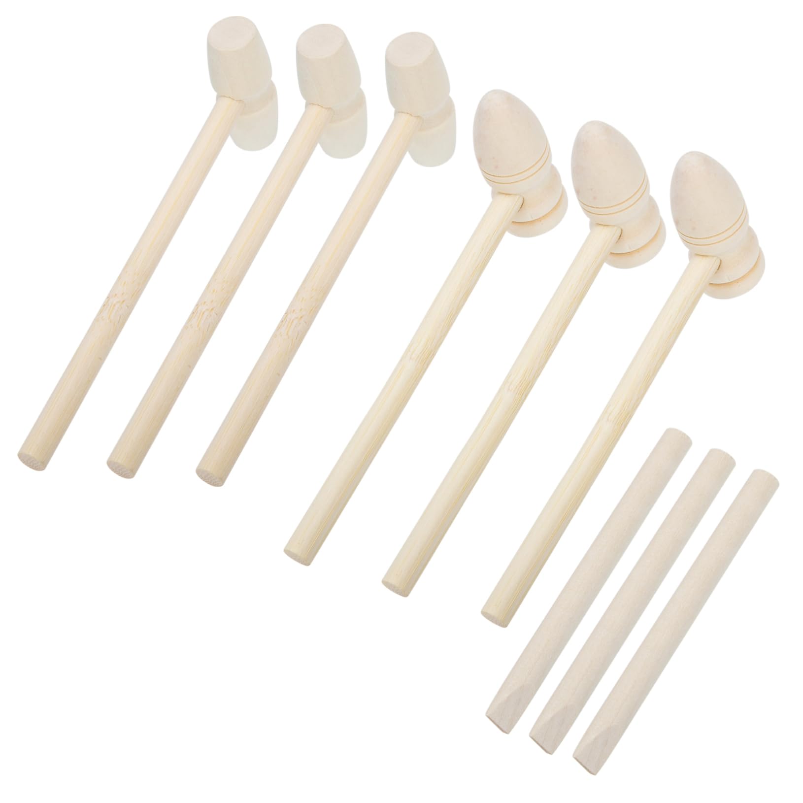 BESPORTBLE 9pcs Wooden Hammers Safe Beating Gavel Mallets for Creative Play Birthday Present for Boys Lightweight Portable Hammer Tool