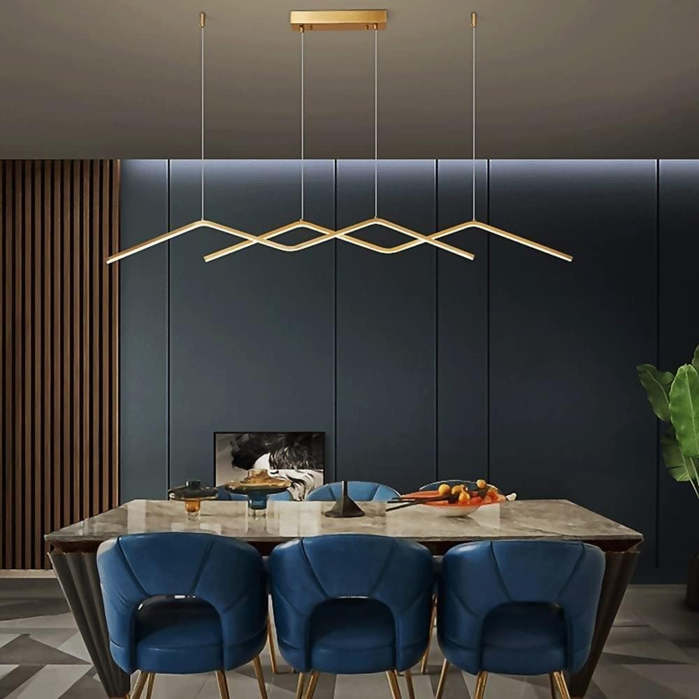Nowoczesna, prosta lampa wisząca LED, liniowa, mosiężna, miedziana, długa lampa do zawieszenia, dekoracja domu, minimalistyczna lampa