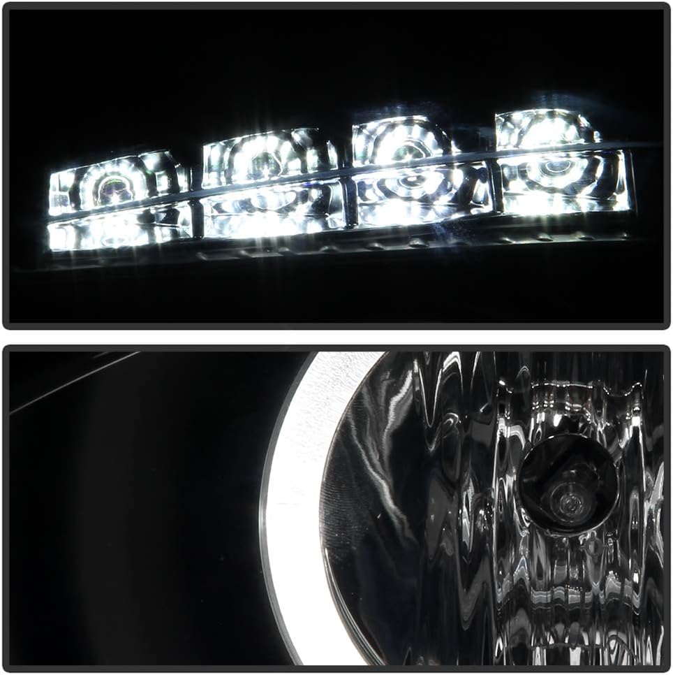 AKKON - For 2004-2008 Pontiac Grand Prix Black Dual LED Ring Projector Headlights - Pair Set