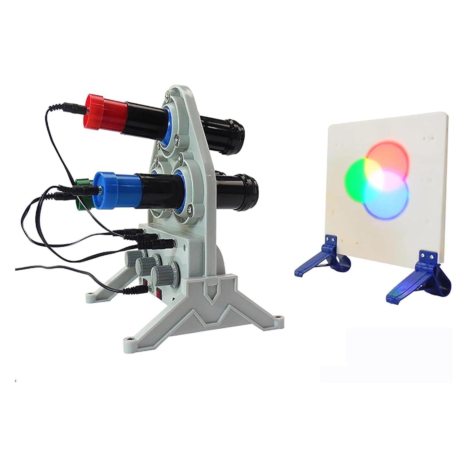 IMOYBBR Light Source Demonstrator Rgb Color Mixing Experiment Kit, Three Primary Color Physics Teaching System With Adjustable Light Direction, Intensity And Projection Screen