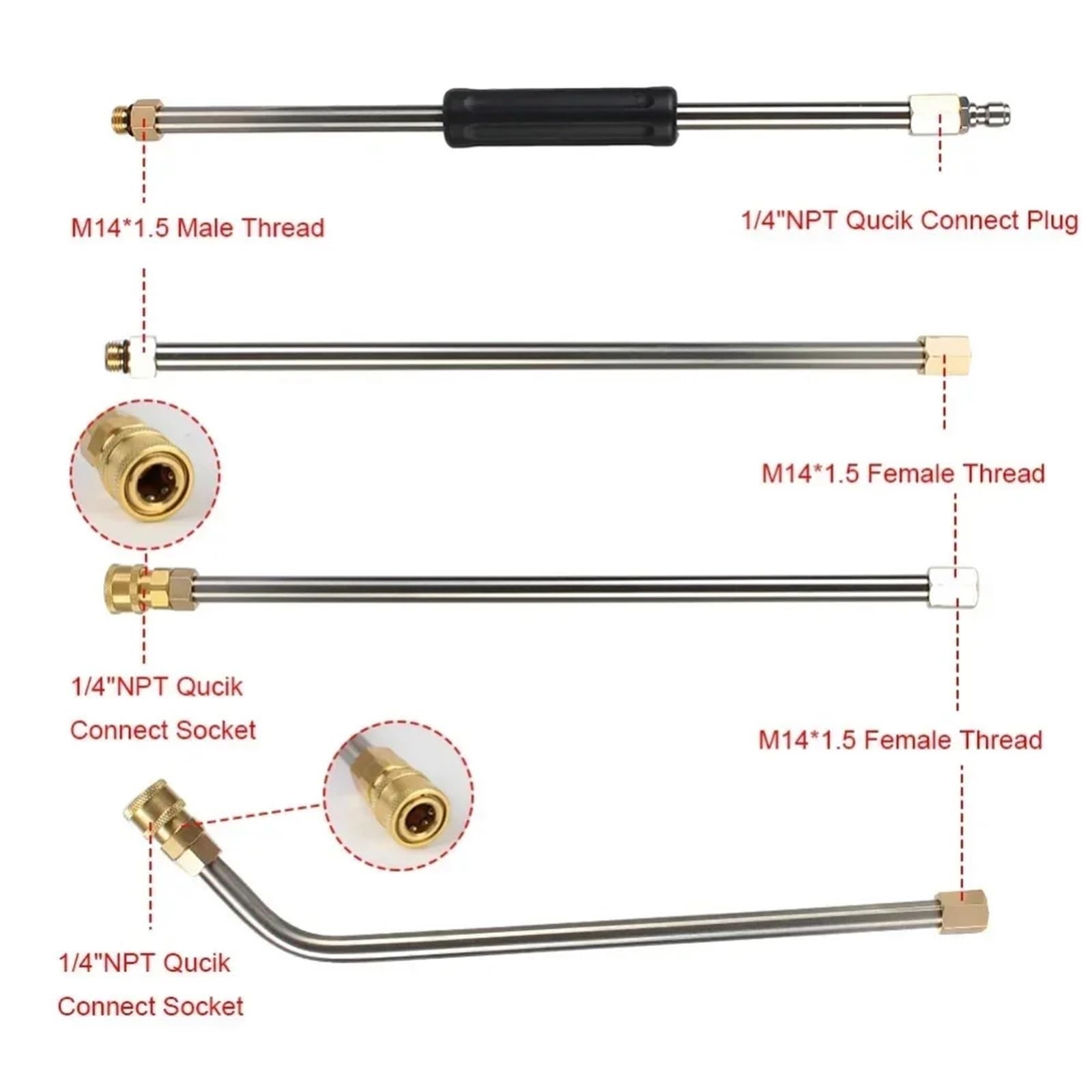 Boquilla extensora de Alta presión for Limpiador Techo K2 - K7, extensión Espuma for Lavado, Juego Lanza, Accesorios for automóvil Adecuado para Jardines y azoteas(The Set)