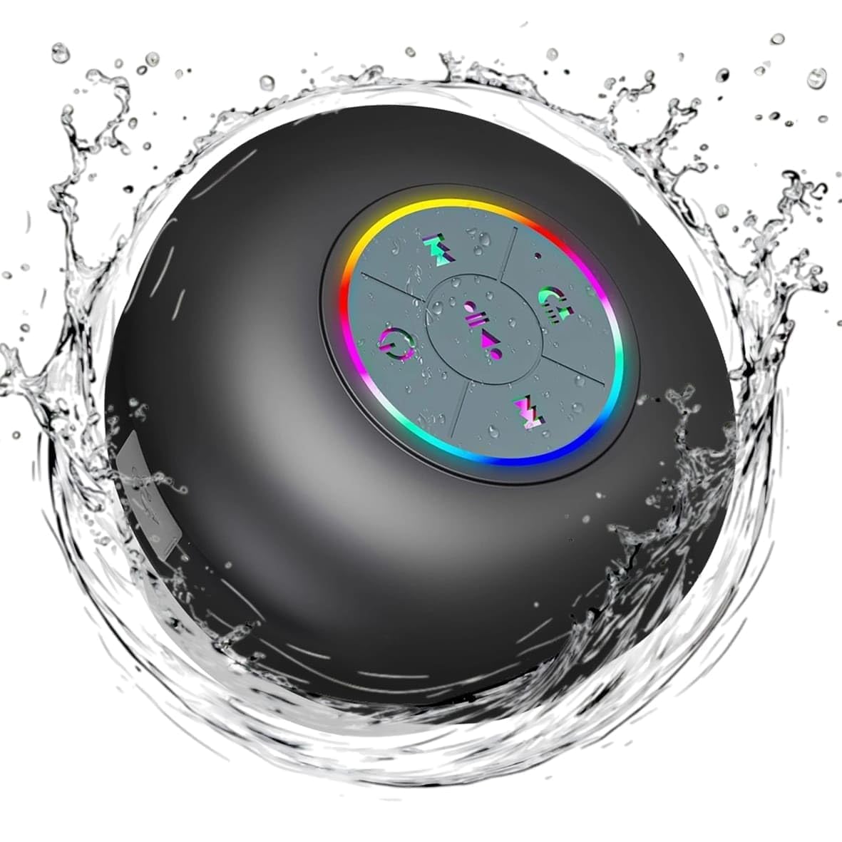 Mini Bluetooth Shower Speaker with RGB Lights & Suction Cup - IPX4 Waterproof Wireless Audio Device with Mic for Bathroom, Travel, Outdoor & Portable Music Playback-image-9