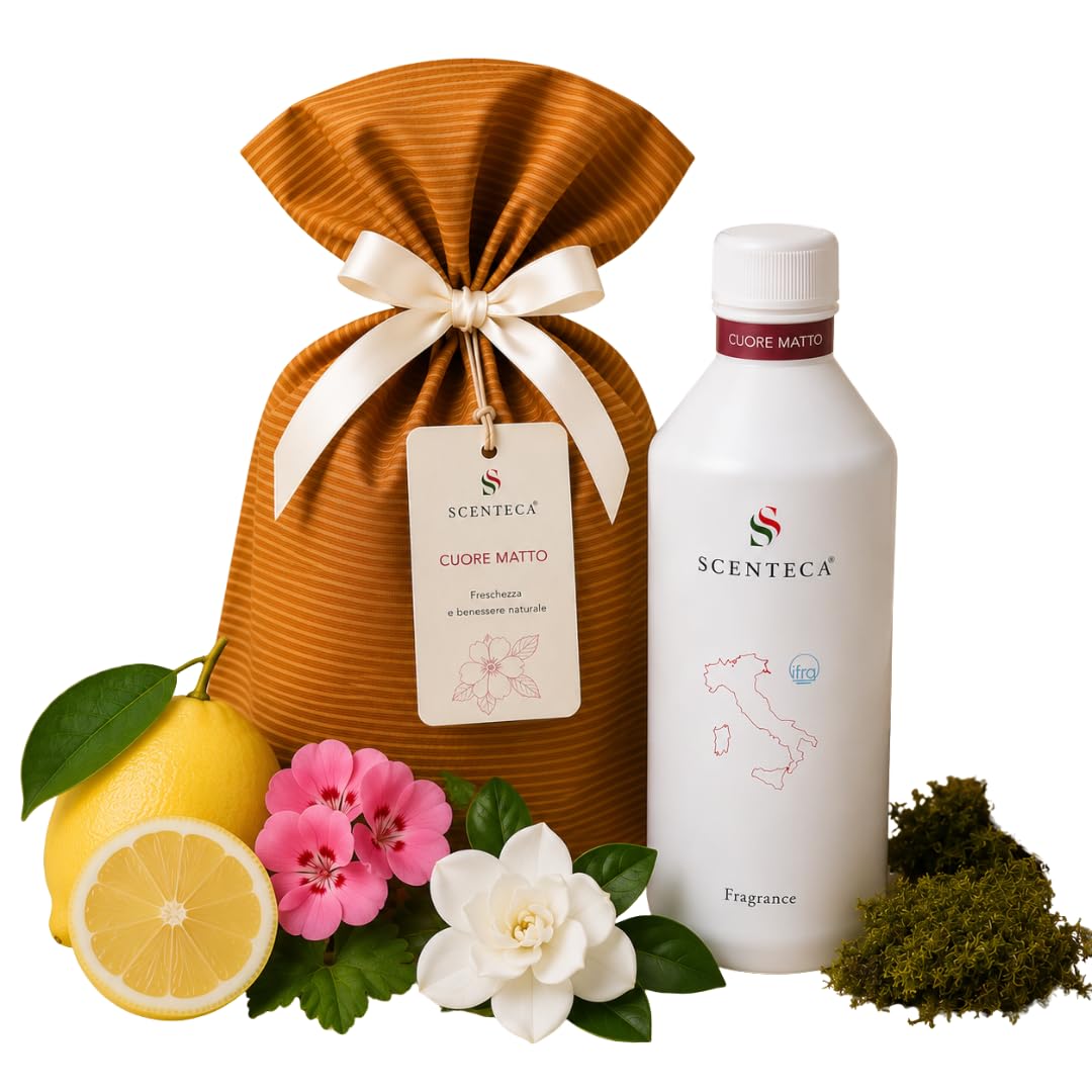 Ricarica per diffusori a nebulizzazione fragranza Cuore Matto, profumo ambiente con oli essenziali naturali di limone, geranio e gardenia, per casa e ufficio, 250ml