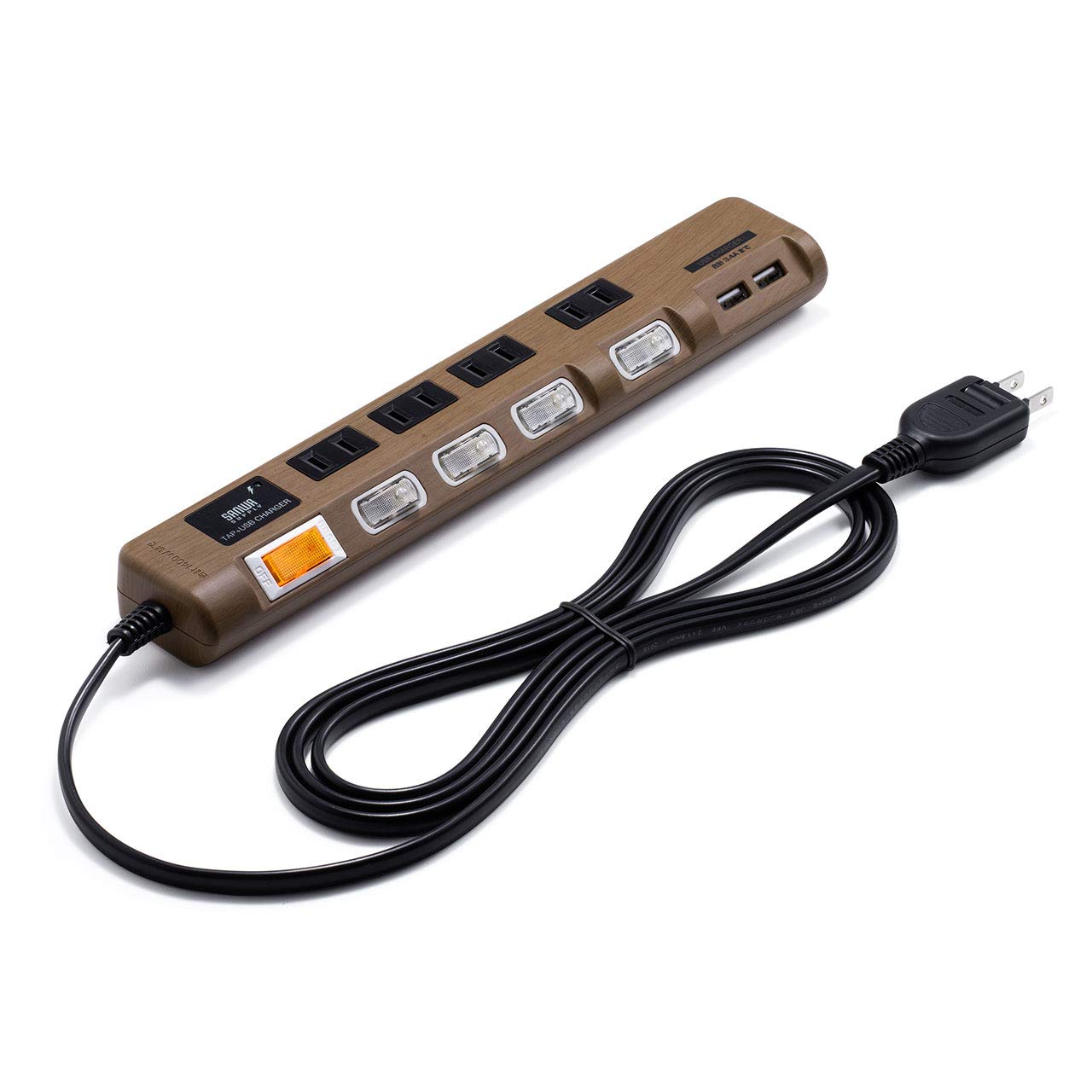 Amazon.co.jp: サンワダイレクト 電源タップ USB付き 2m 4個口 個別