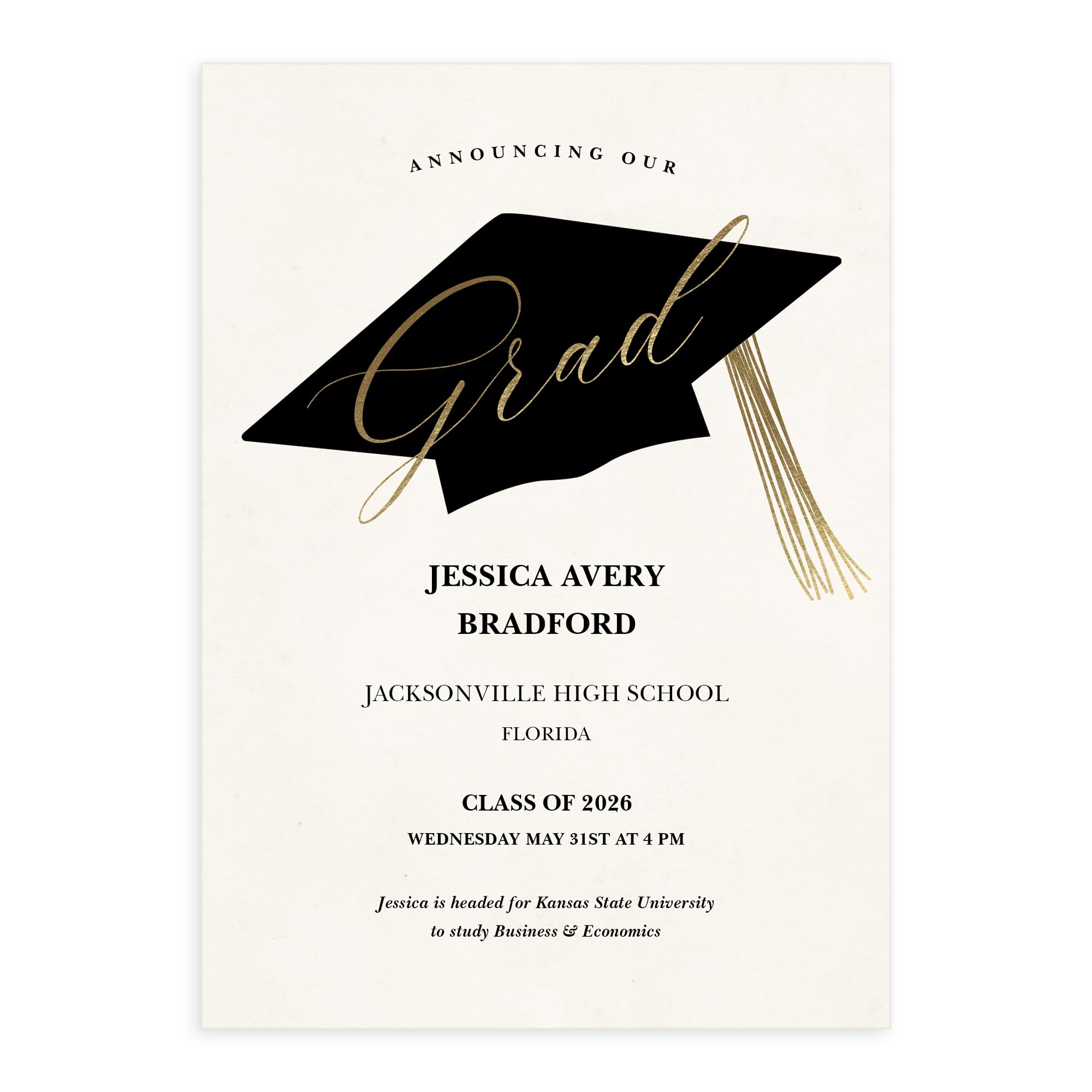 Let's Make Memories Personalized Graduation Announcements Class of 2026 or Any Year - Premium Quality Invitations - 5x7 - Custom Cards & White