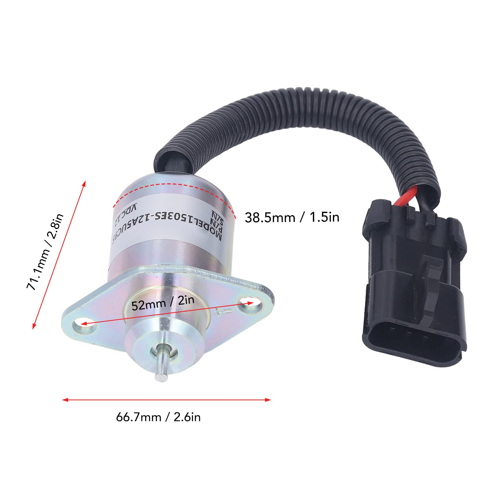 Tbest Válvula Solenoide de Cierre Dc12v 1503es 12a5uc9s Válvula de Cierre de de Acero Inoxidable de Alta Precisión para Reemplazo del Motor D1505 V1505 Oem 2848a278 2848a279