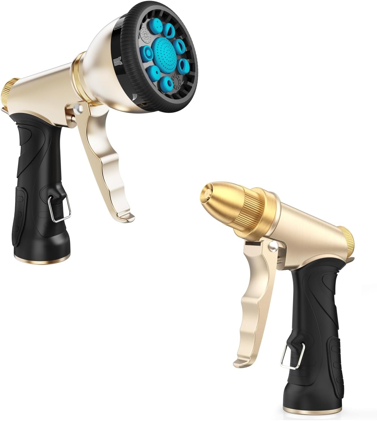 RAINPOINT Garden Hose Nozzle, 9 Spray Patterns Hose Sprayer Nozzle, Heavy Duty Metal Water Hose Nozzle, Adjustable Hand Sprayer, Watering Plants and Lawn, Pet Showering, Blue