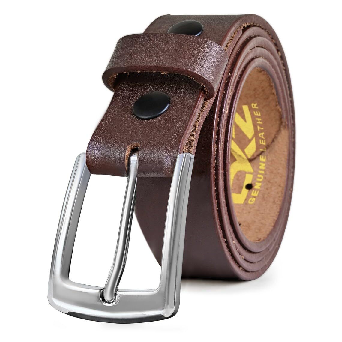 Daskz Leathers Leather Belts For Men Plain Belt (100% GENUINE) Black/Brown waist belt Sizes 30'' to 72'' with Regular Silver Buckle perfect for Boys Gift,(bkl-01) (Brown with Box, 38)