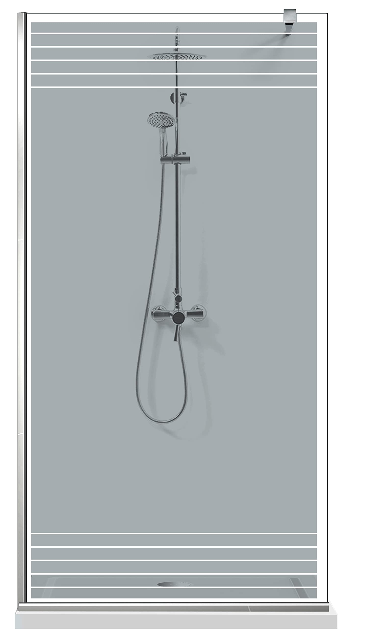 Aqua Roy Modell Weiß MAT LINE 100 cm Leicht zu reinigen Walk in Duschwand Sicherheitsglas Panel 8 mm Duschabtrennung für Wetroom Nano beschichtet sandgestrahltes Muster Edelstahl (2. Grauglas)