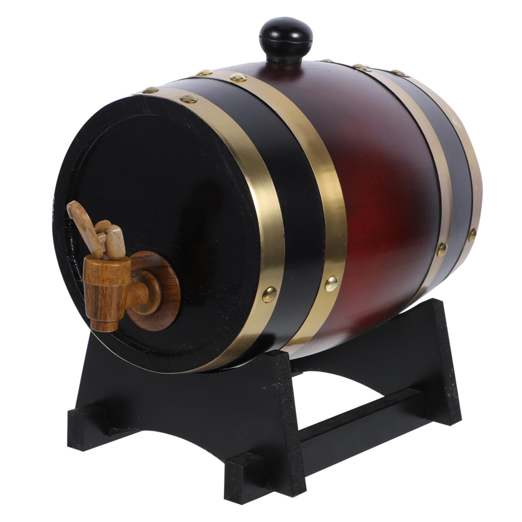 Cabilock 1Set Wooden Wine Barrel Dispenser Rustic Oak Aging Barrel for Beer Wine Spirits for Outdoor Gatherings Picnics Home Bar Use
