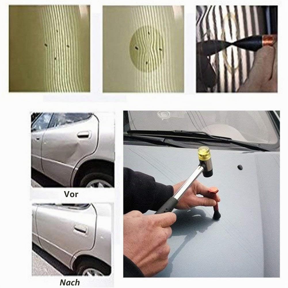 G&S GS Werkzeuge für lackschadenfreie Ausbeultechnik, 10-teiliges Set, Gummihammer, Formspitzen, Ausbeulwerkzeuge, für Auto- / Kühlschranktür-Reparatur