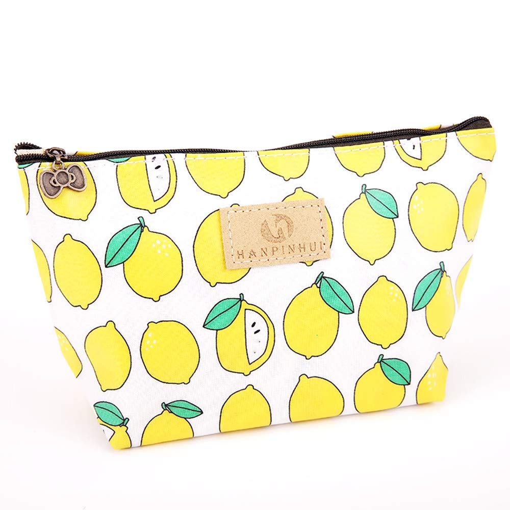 Soochat Lemon Makeup Bag Purse Organizer Multifunction Cosmetic Pouch Travel Cosmetic Case for Women Girls