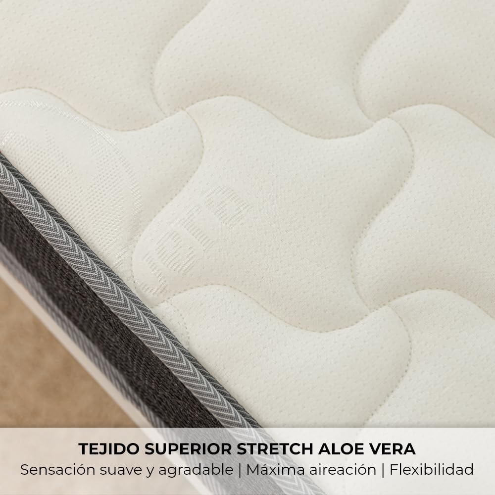Nalui - Colchón Cuna 120 x 60 cm Baby Dreams Núcleo HR Adapt Foam, Lateral 3D Transpirable y Tejido Aloe Vera Hipoalergénico | Reversible | Certificado Oeko-Tex® | Hecho en España. Altura ±11cm, Gris