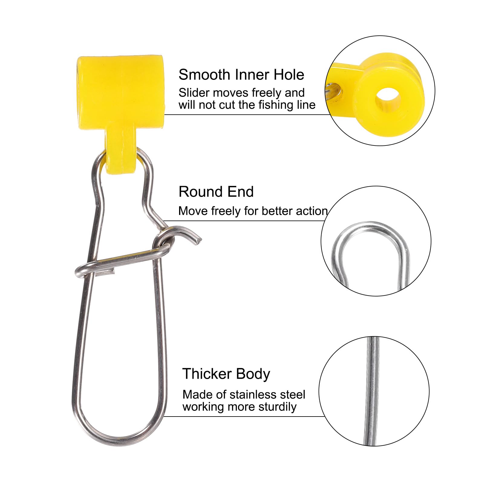 PATIKIL Fishing Line Sinker Slide, 60Pcs Duo Lock Snap Sinker Slider Weight Connector 6# for Saltwater Fishing Rigs Tackle Yellow - Image 4
