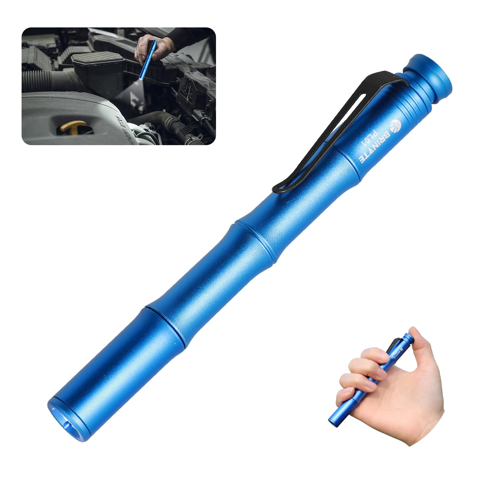 Brinyte PL01 165 Lumen Pen Light Flashlight Dual Mode High Low Ultra Thin AAA Battery Powered Inspection Light for Automotive Repair Mechanics