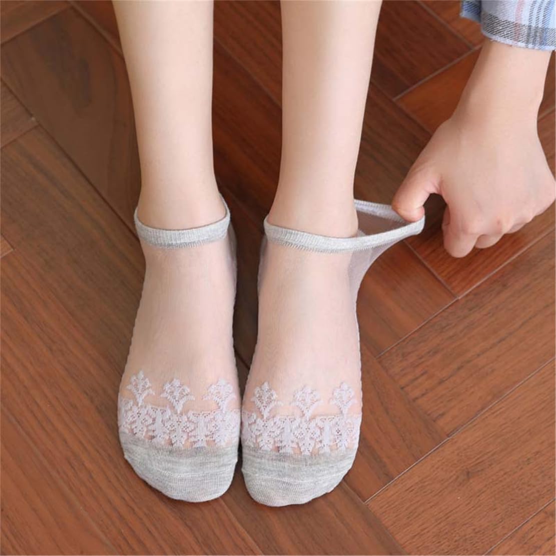 6 Paires De Chaussettes Transparentes Transparentes Pour Femmes, Chaussettes En Maille Ultrafines, Chaussettes Antidérapantes Pour Les Chevilles, Chaussettes Cristal Ultrafines