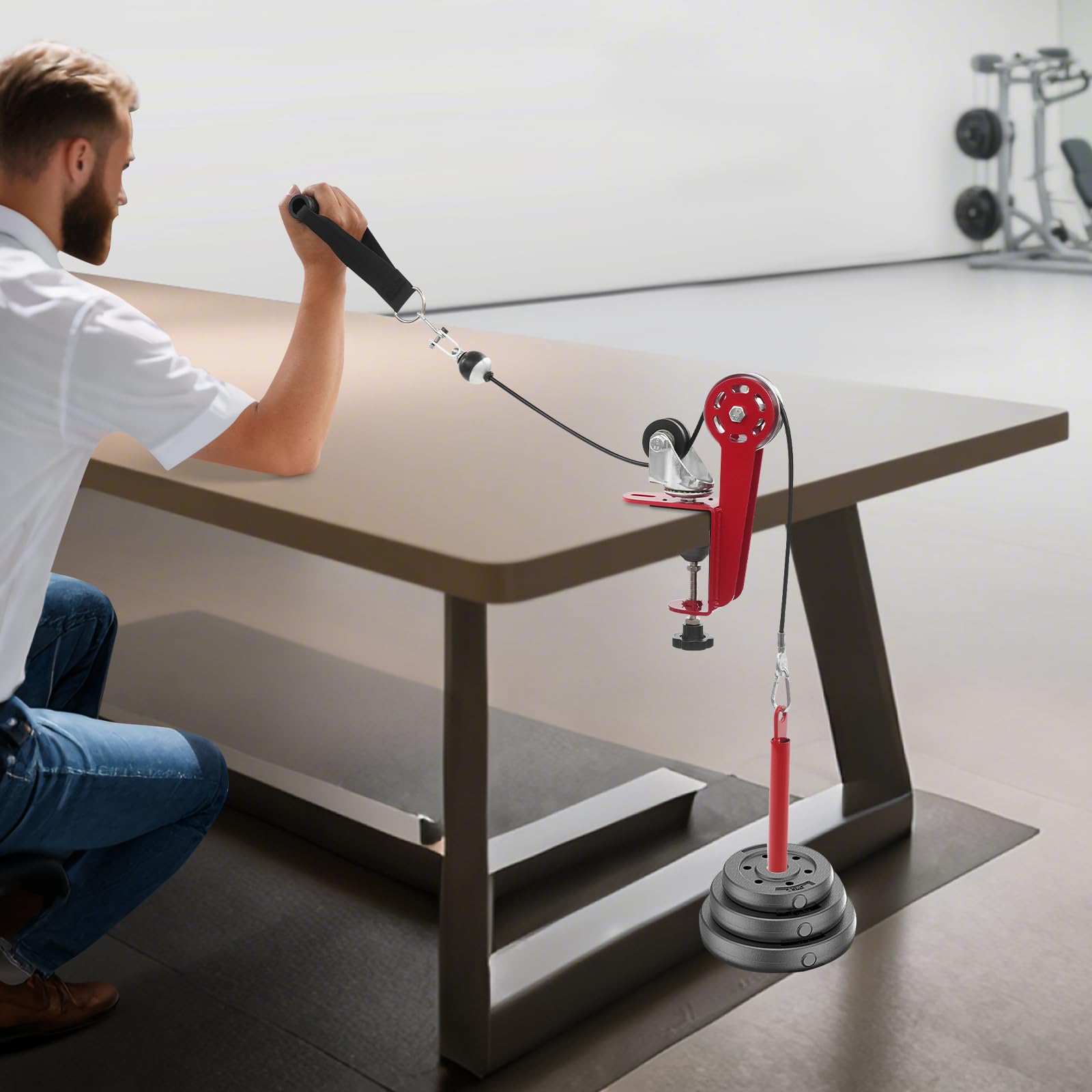 Système de Poulie de Bras de Fer Professionnel pour Entraînement sur Table, système de poulie pour entraîner Les Bras pour Musculation des Poignets