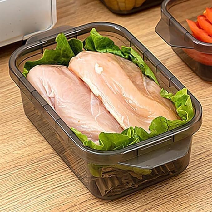 Image of Heiter 1200 ml Food Storage Containers for Fridge - Set of 6 BPA-Free Plastic Airtight & Leak-Proof Meal-Prep Boxes with Lids, Freezer /Dishwasher-Safe Kitchen & Refrigerator Organiser