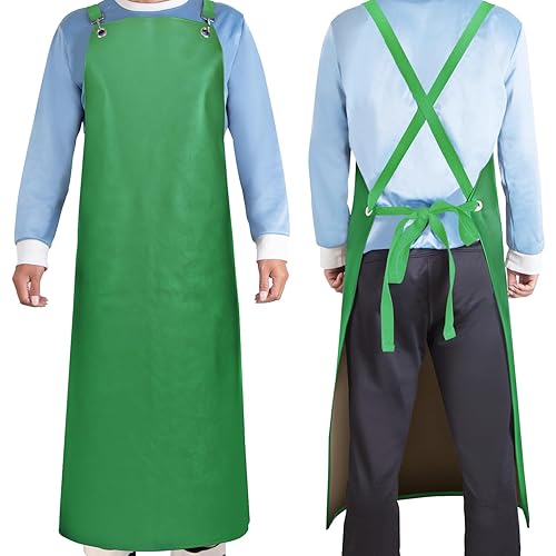 SHEOMERN Waterproof Rubber Apron, 43" Anti-Tear Heavy Duty Vinyl Adjustable