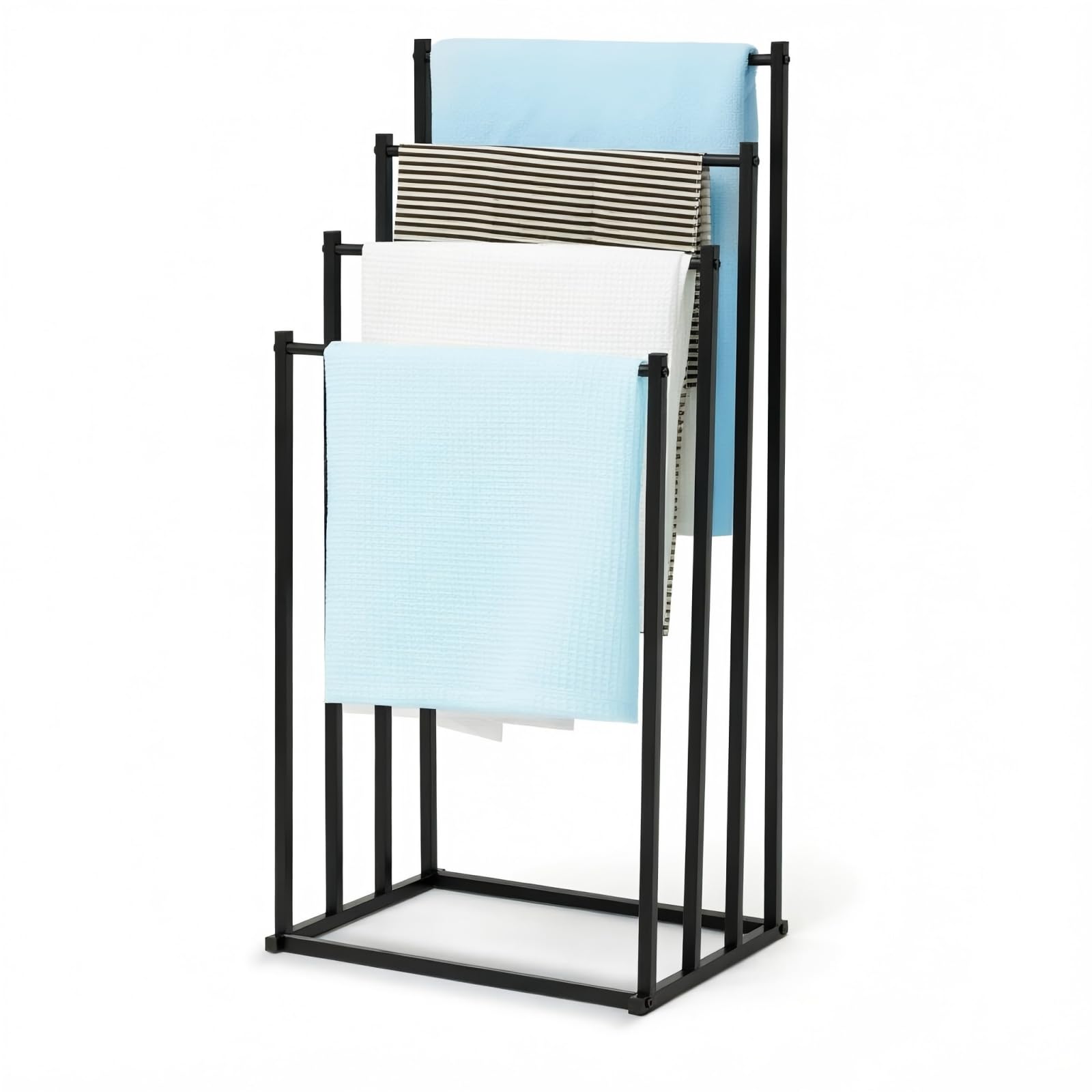 YIXANNX Outdoor Drying Rack For Pool Towels Freestanding Towel Rack With 4 Tier Organize Towels Efficiently Rail: Stepped Stable, black