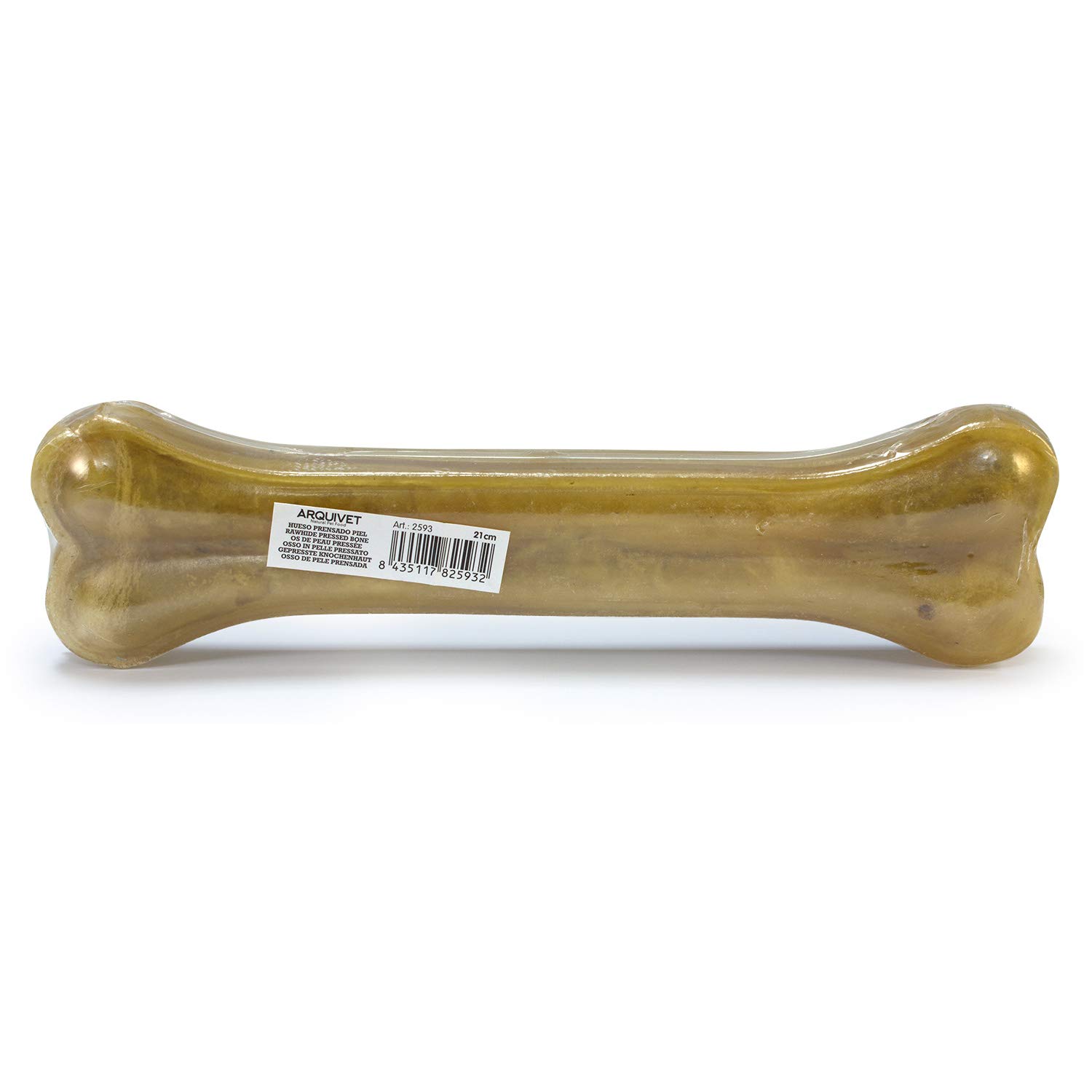 ARQUIVET Hueso prensado de Piel de Vacuno 100% Natural para Perros - 21 cm - Caja Completa 30 uds retractiladas - Snacks Naturales - Chuches, premios, recompensas, golosinas, chucherías caninas