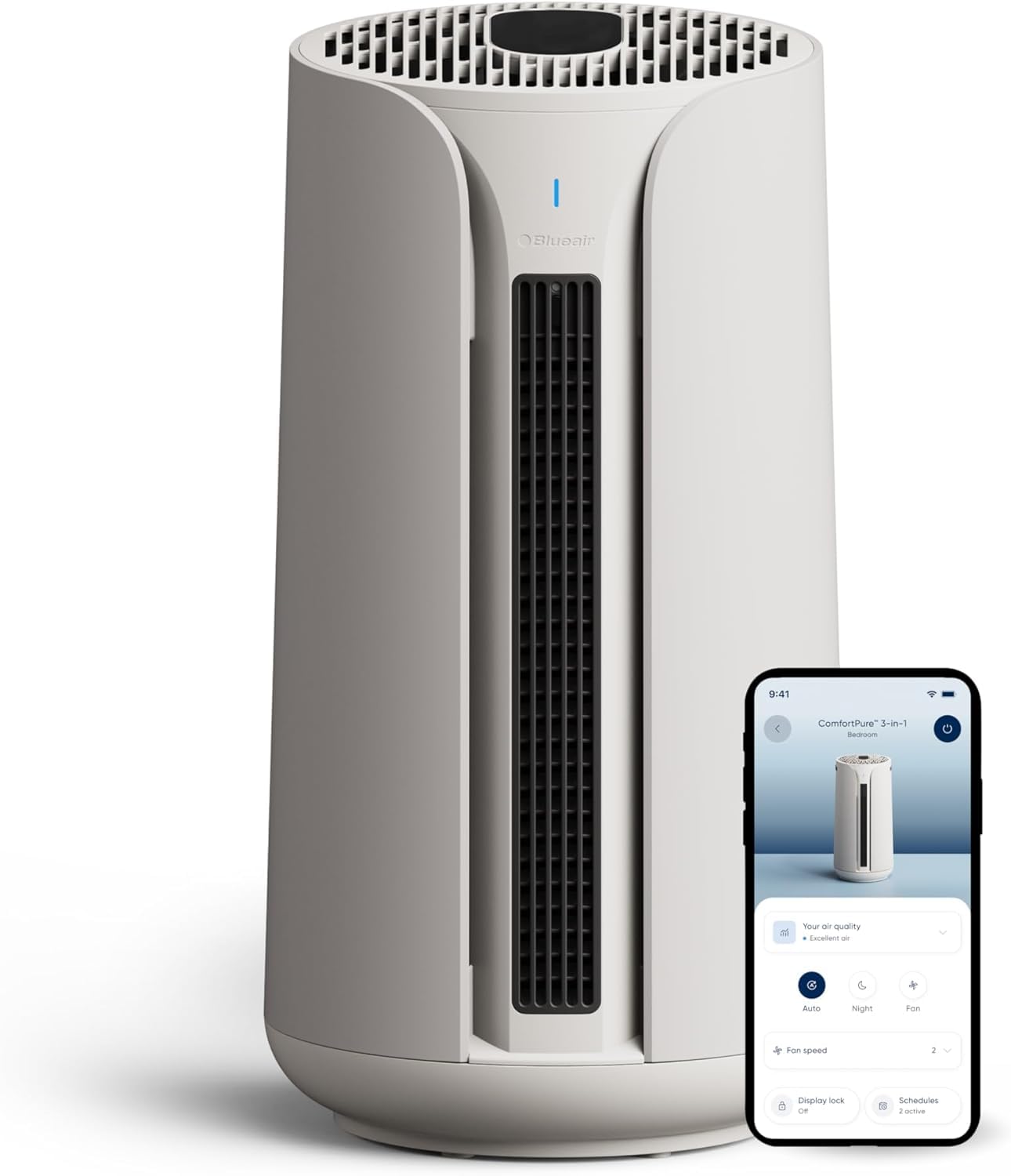 BLUEAIR ComfortPure HEPASilent Cleaner: Cooling, Heating, 3-in-1 Purifier – Covers 840 sqft in 60 Minutes – All Season Comfort