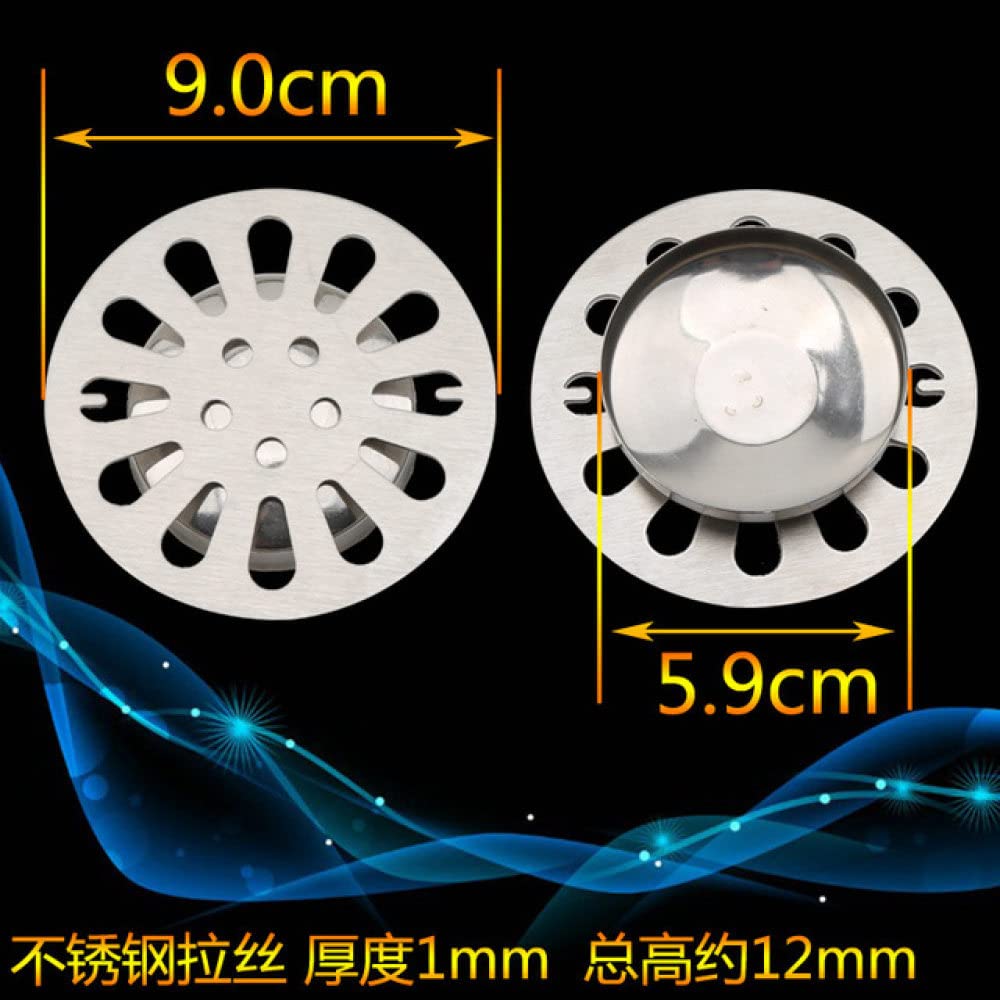 VVW&LIU Cubierta de desagües de Piso de Acero Inoxidable Drenaje de Ducha antiobstrucción Redondo Filtro de Fregadero Universal Tapón colector de Cabello Accesorios de baño,H