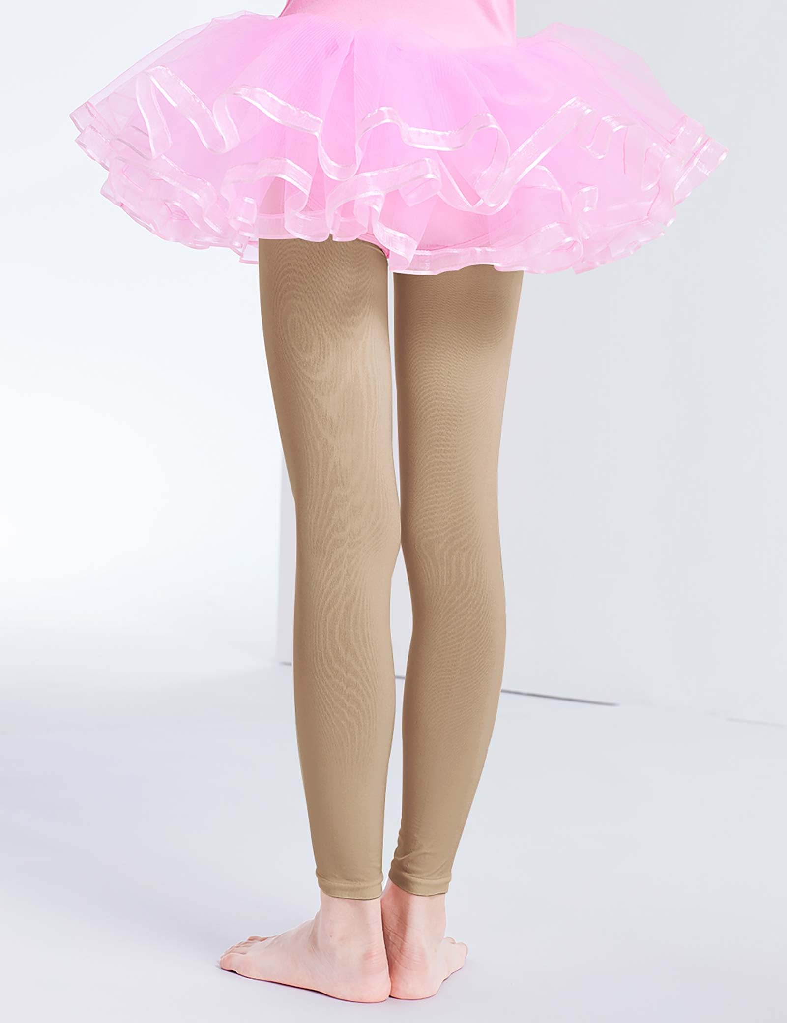 Daydance Tan Toddler Girl's Footless Tights for School, Dance, Ballet 90D