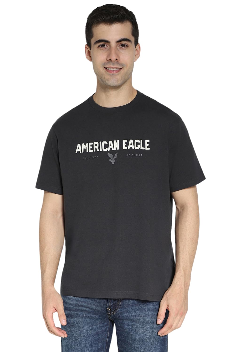 Men Grey Logo Graphic T-Shirt