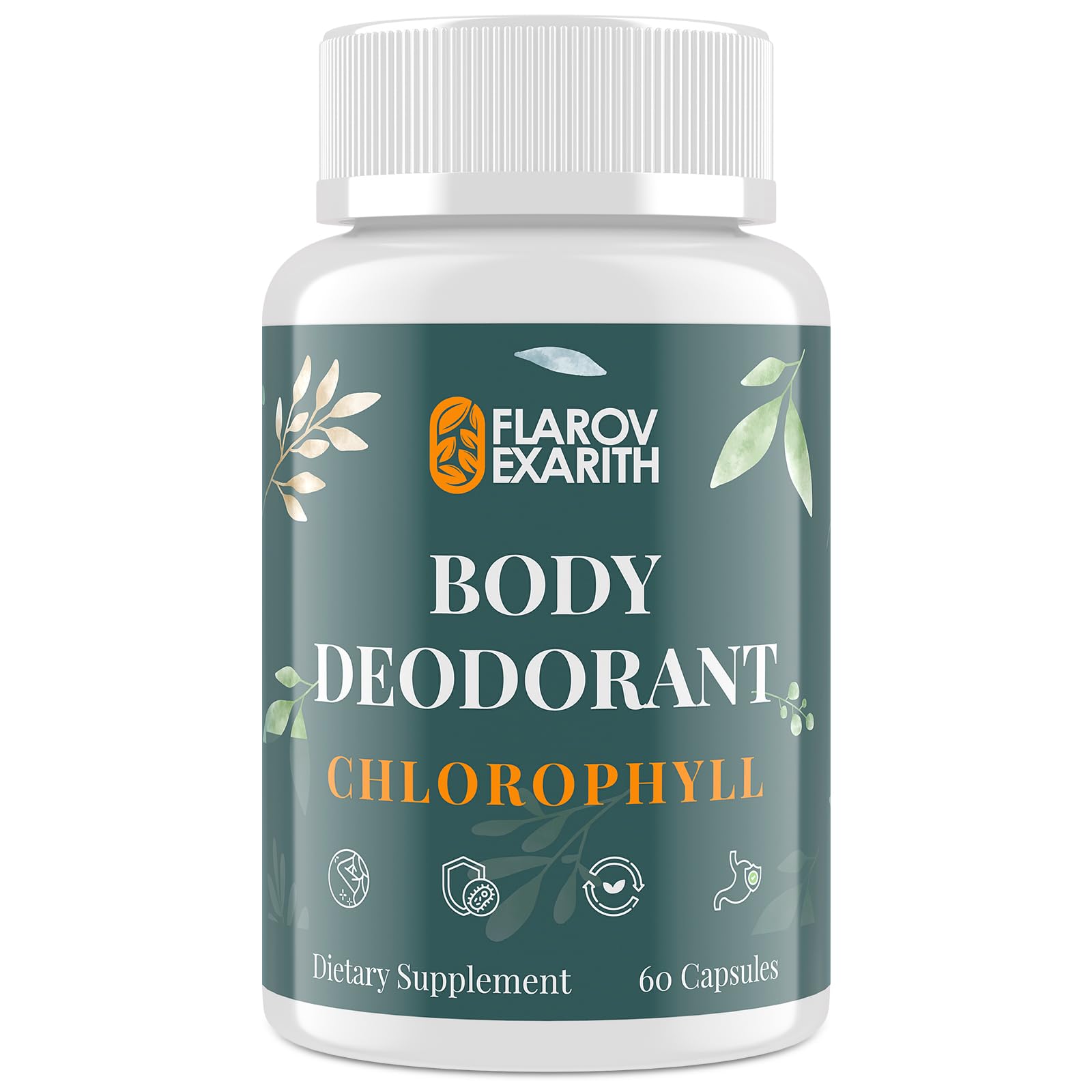 Women's Body Deodorizing Supplement – Chlorophyll Capsules for Body Odor, Fresh Breath & Gut Detox, for Social Confidence – Vegan with Matcha Green Tea, Apple Cider Vinegar (60 Caps) 60 Count (Pack of 1)