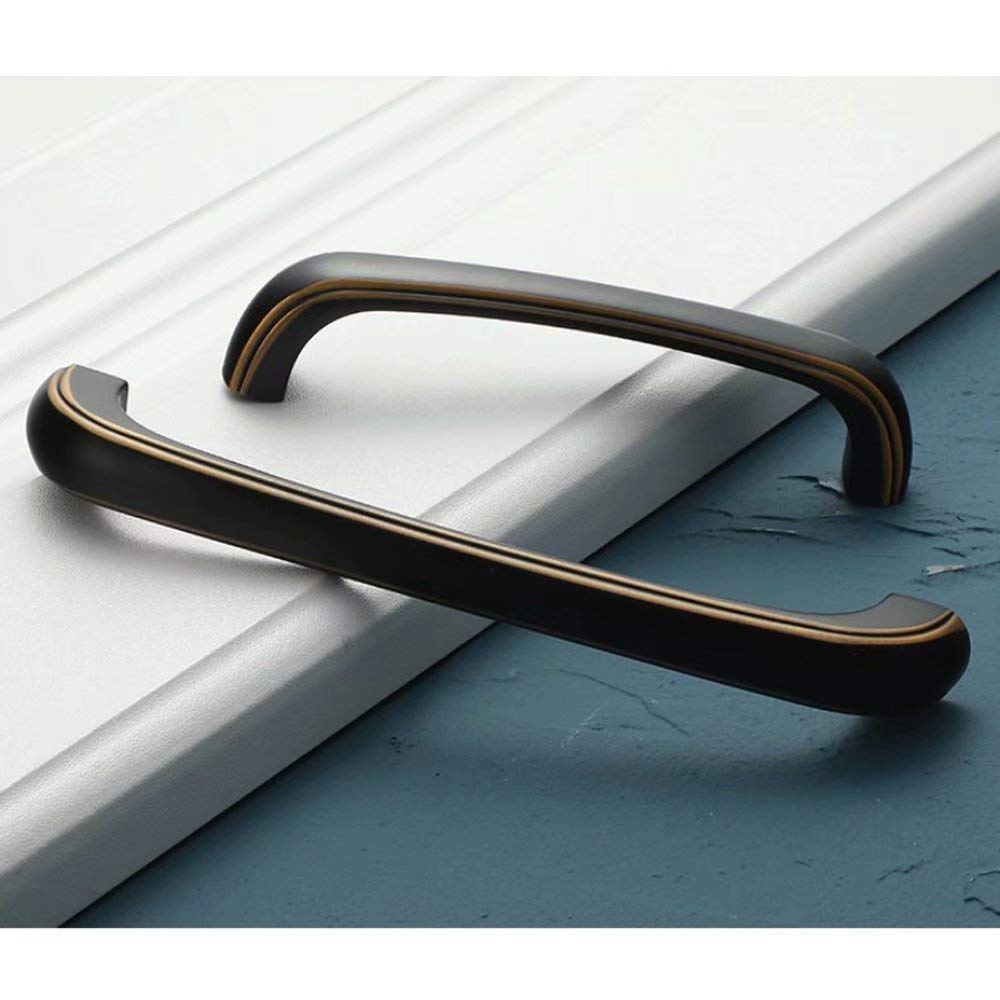 10 Stück Küchenschrankgriff Schubladengriffe Möbelknäufe Türknauf Griffe aus Zinklegierung Klassische Schubladengriffe (Schwarz + Retro-Kaffee Lochabstand 128 mm)