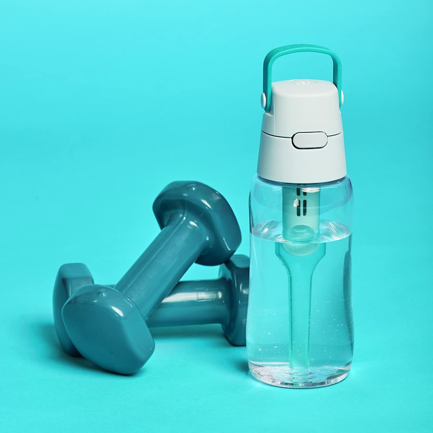 Dafi Gourde Filtrante SOLID, 1 Filtre à Charbon Actif, Turquoise 0,5 L - Sans BPA Bouteille d'eau, Filtre le Chlore et autres contaminants - Gourde Sport, Gourde Paille, Bouteille d'eau de Sport